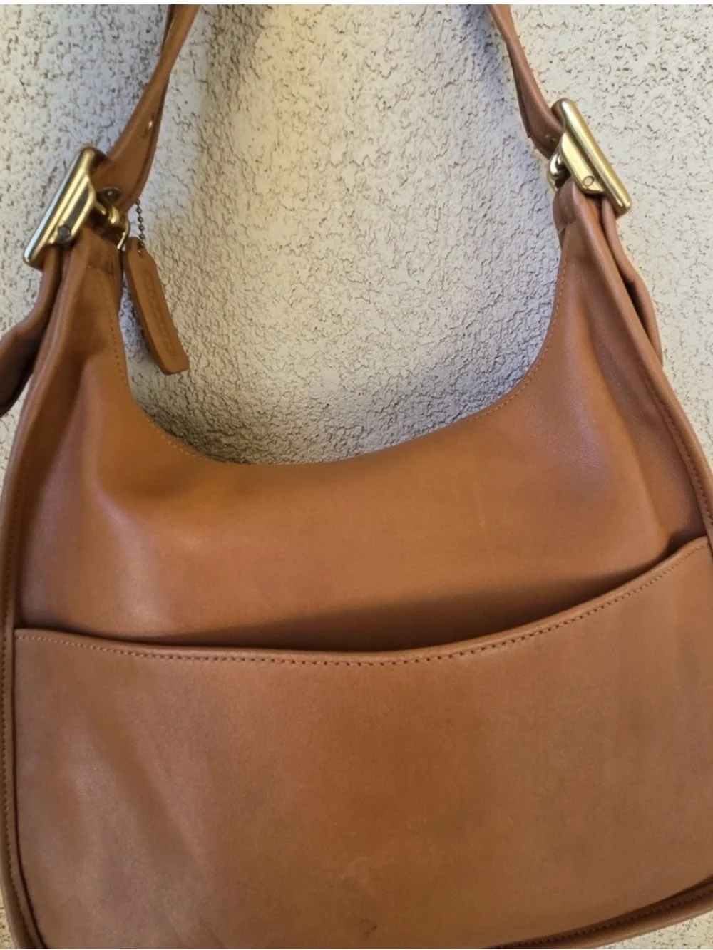 Coach 9718 Tan British khaki colored Legacy Crescent bag purse crossbody